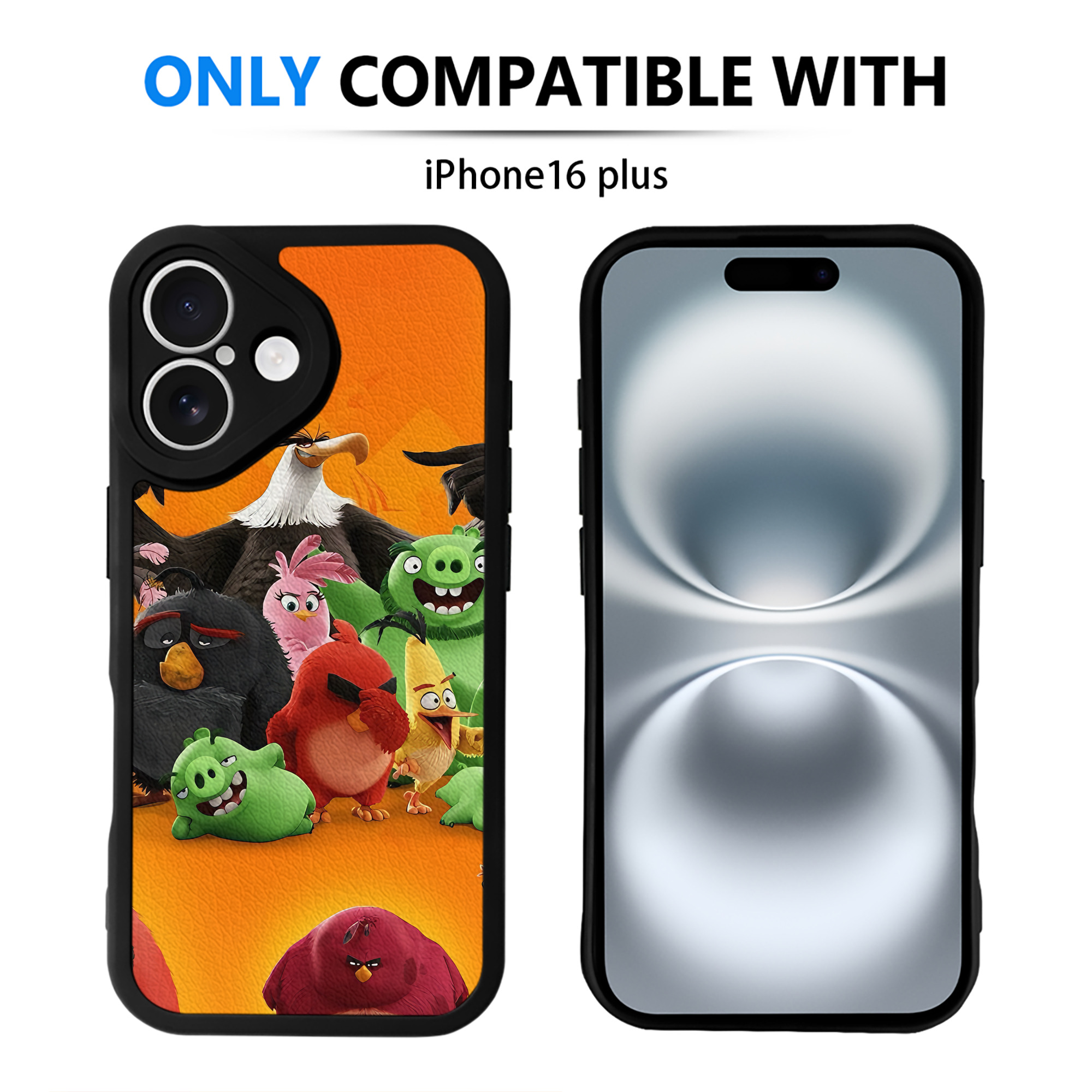 （画像用） Angry Birds アングリーバード 【iPhone 16シリーズ対応】シリコンスマホケース（レザー調） 材質：シリコン